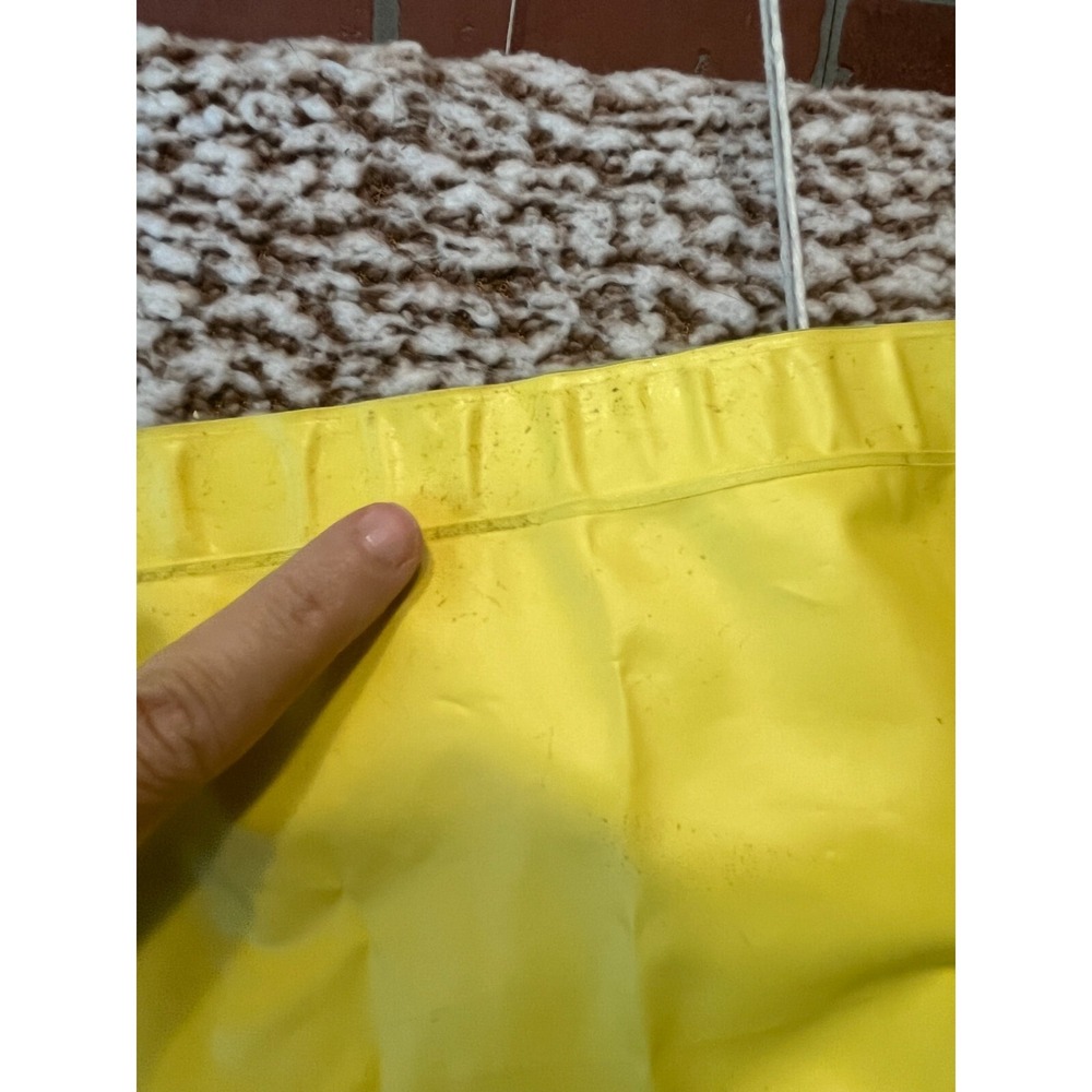 PVC Rain Poncho Navy Yellow Waterproof Hood Reliable OSFA - Picture 8 of 8